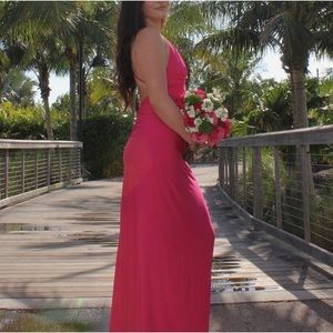 Hot pink floorlength prom dress